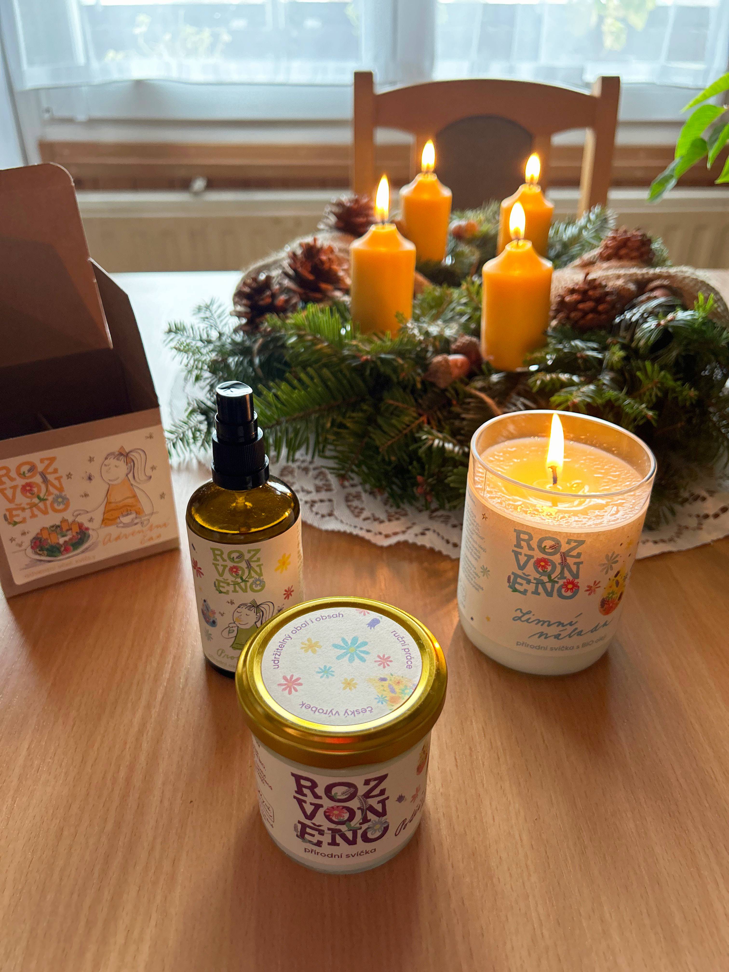 Rozvoněno Sada adventních svíček ze včelího vosku - Adventní čas (4 ks)