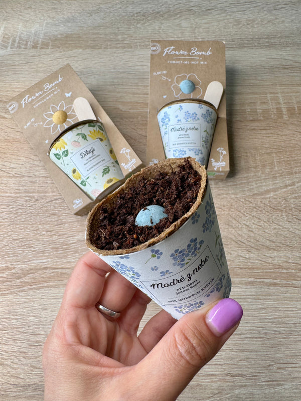 Blossombs Semínková bomba s květináčem - Modré z nebe - mix modrých květin