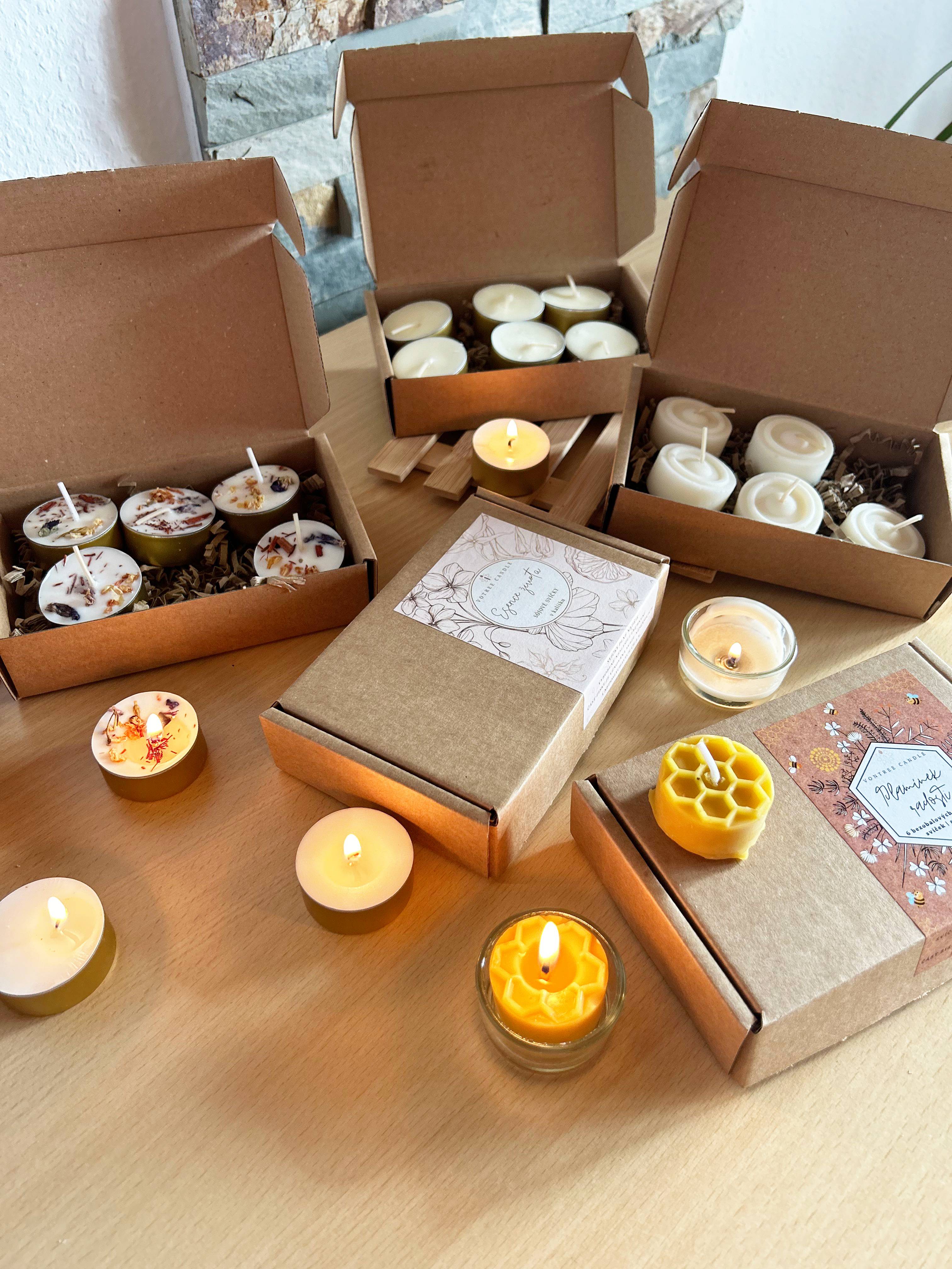 VonTree Candle Sada čajových svíček ze sójového vosku - bez vůně
