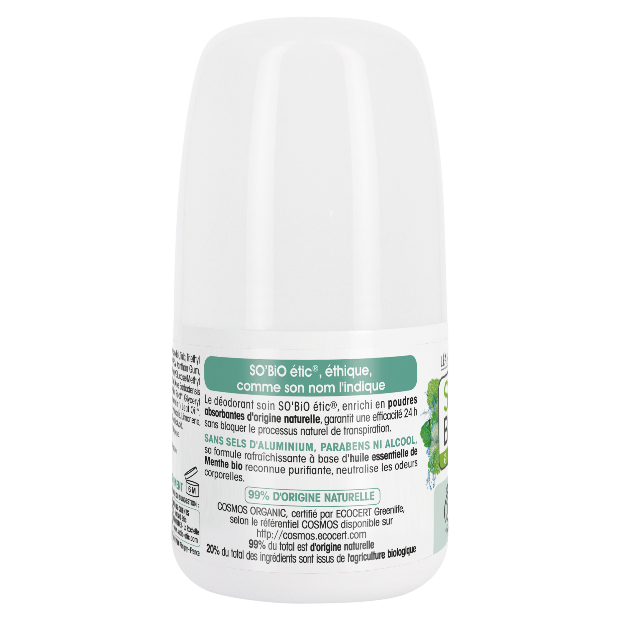 SO’BiO étic Deodorant roll-on 24h osvěžující s mátou BIO (50 ml)