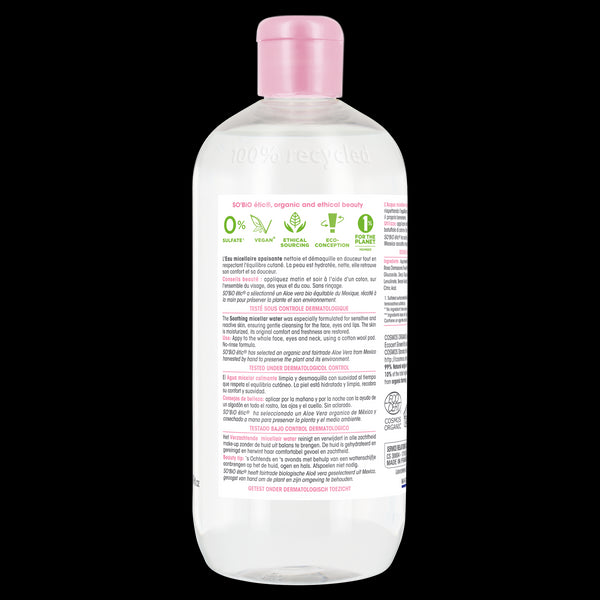SO’BiO étic Voda micelární s Aloe Vera zklidňující BIO (500 ml)