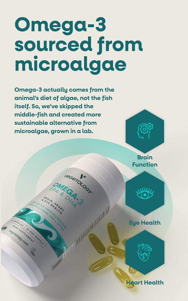 Vegetology Omega-3 (Opti3) - EPA a DHA s vitaminem D3 (60 kapslí)