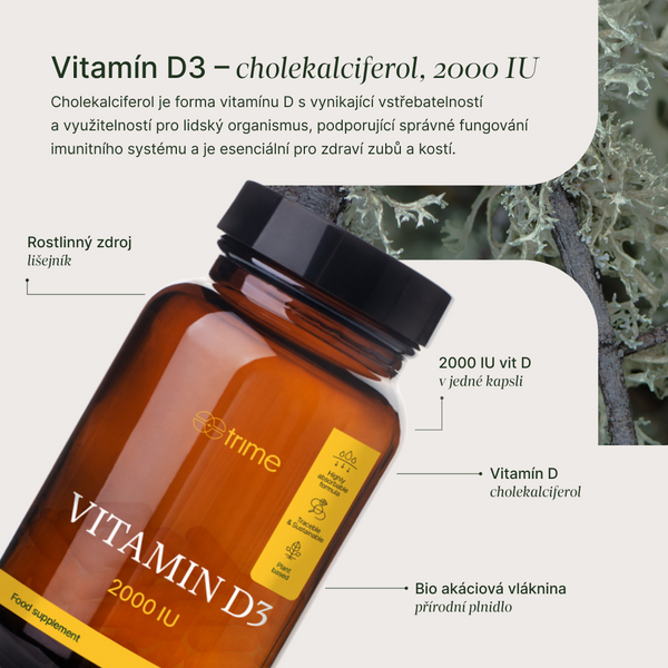 Trime Vitamin D3 - cholekalciferol 2000 IU (90 kapslí)
