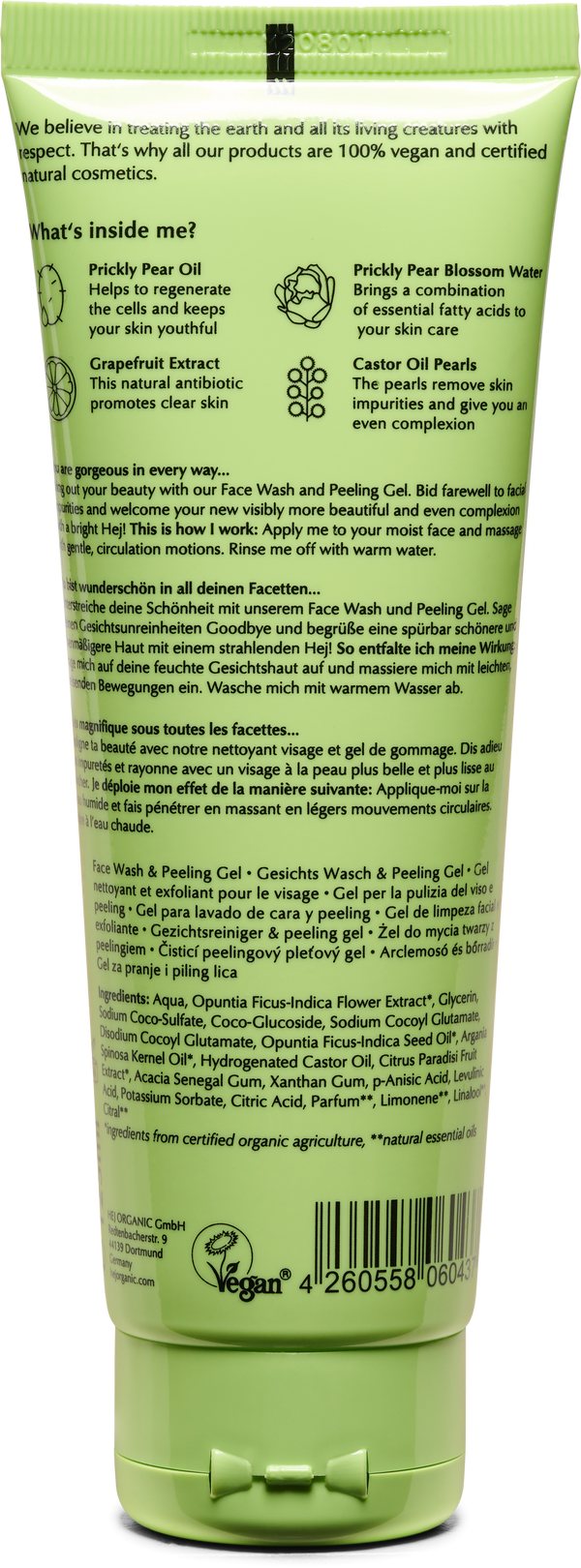 Hej Organic Čisticí pleťový gel a peeling 2v1 s kaktusem (125 ml)