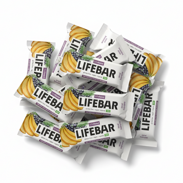 Lifefood Zvýhodněná sada 13 + 2 tyčinky zdarma - Lifebar banánová s acai RAW BIO (15 x 40 g)