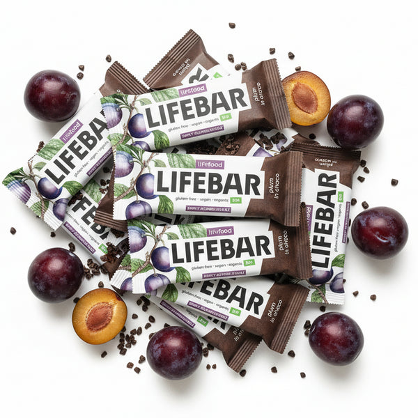 Lifefood Zvýhodněná sada 13 + 2 tyčinky zdarma - Lifebar InChoco švestková RAW BIO (15 x 40 g)