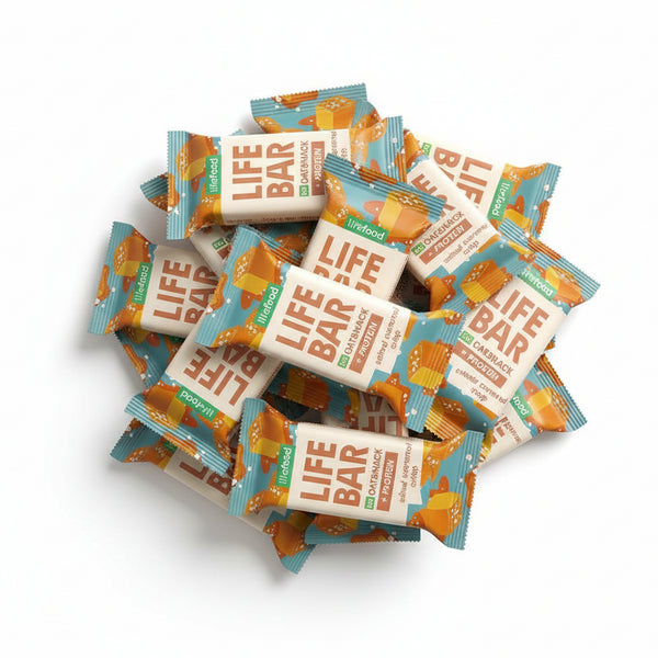 Lifefood Zvýhodněná sada 13 + 2 tyčinky zdarma - Lifebar Oat Snack Protein Salted Caramel Crisp BIO (15 x 40 g)