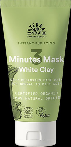 Urtekram Pleťová maska s bílým jílem pro okamžité pročištění BIO (75 ml)